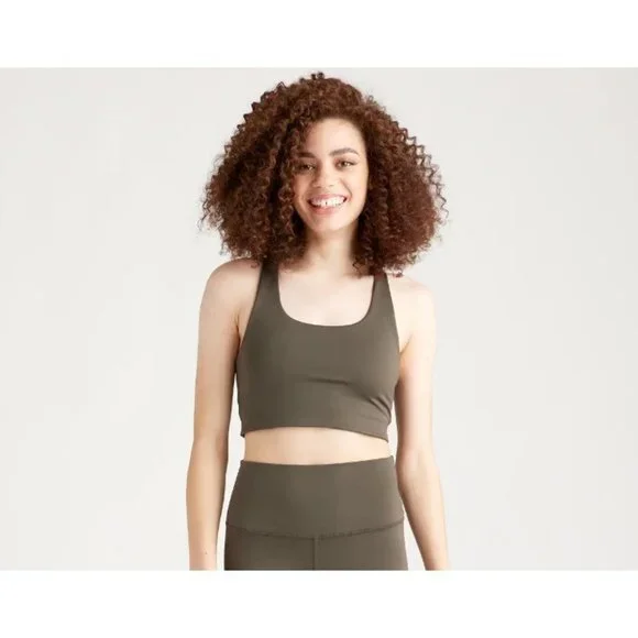 Quince Olive Green Ultra-Soft Performance Sports Bra sz XS Women's NWT Racerback - Picture 4 of 4